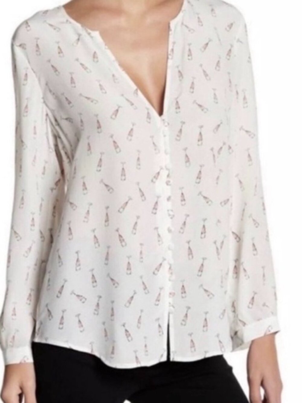 Joie Long Sleeve Champagne Print Blouse – Size M